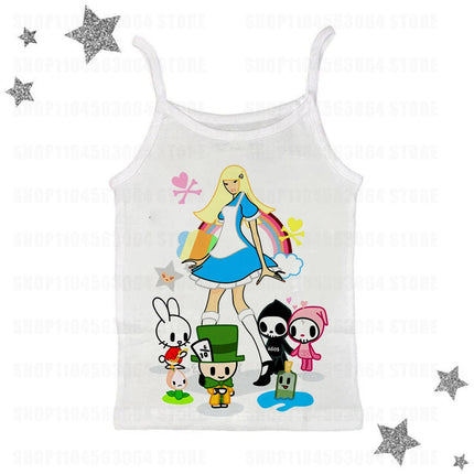 Y2k Style Emo Gothic Printing Fit Vest Emo girls Retro 90s Printing Women Clothing Fashion Casual Streetwear Tank Tops Summer