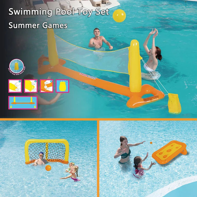Summer Swimming Pools Inflatable Toys Water Play Float Volleyball Football Ring Toss Pools Accessories Beach Party Sport Games