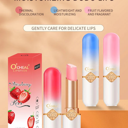 OCHEAL Color Changing Lipstick Fruit Lip Balm Moisturizing Waterproof Long Lasting Moisturizing Lip Balm Temperature Changing