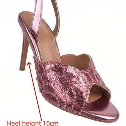 Ladies' Stunning Andsexy Slimhigh-heeled Temperament,ladies' Wedding Sandals,high-quality European AndAmerican Outerwearslippers