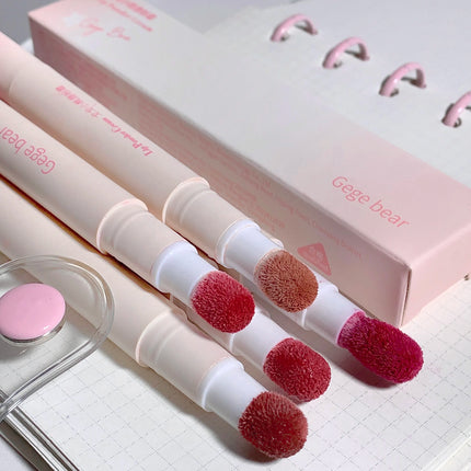 Hot Sales Gege Bear Makeup Sponge Tip Lippie Lip Powder Cream Birthday Gift Matte Non-Stick Cup Cute Lip Powder Cream Lip Mud