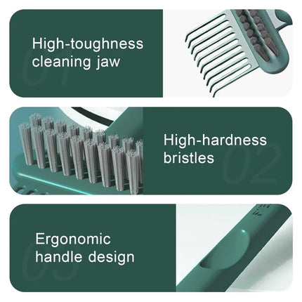 2-in-1 Hair Brush Cleaner and Remover Tool - Comb for Removing Hair and Dust, Home and Salon Use (1 Pack-Green)