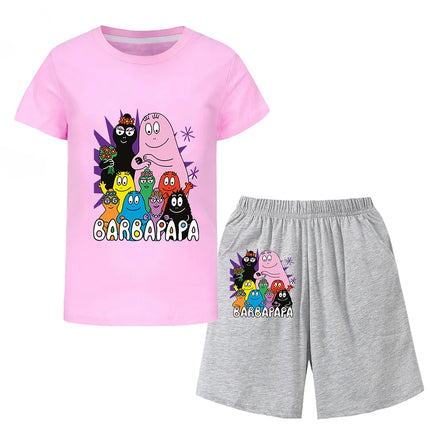Barbapapa T-shirt for A Boy Two-piece Set for Children From 6 To 12 Years Old Summer Sale Toddler Girl Clothes Junior Girl Cloth