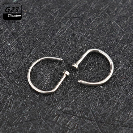 1Pcs 10Pcs G23 ASTM F136 Titanium D Shape Nose Piercing Ear Septum Earrings Studs Helix Stud Hoop Body Jewelry Wholesale