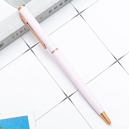 50 Pcs Metal Ballpoint Pen Rose Gold Pen Custom Logo Stationery Business Gift Lettering Engraved Name School&office Supplies