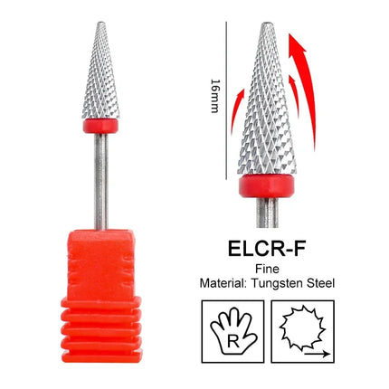 16mm Extra Long Triangle Cone Nail Drill Bits Gold Carbide Milling Cutter Gel Remover Grinding Manicure Tools Accessories 3/32"