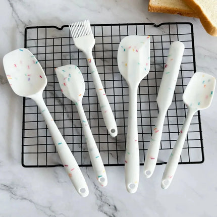 6PCS Silicone Spatula Set Food Grade Heat Resistant Non Stick for Baking Cooking Mixing Scraping Non Scratch Kitchen Utensils