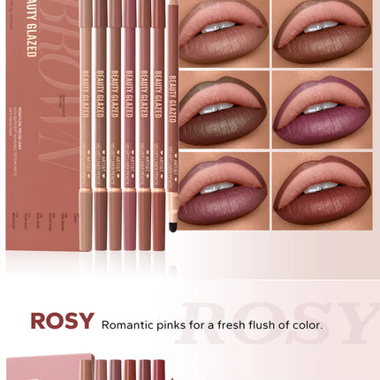 1pc Beauty Glazed Artist Velvet Lipliner Pencil With Sponge brush,Weightless Precise Liner with Super Soft Blendable Texture