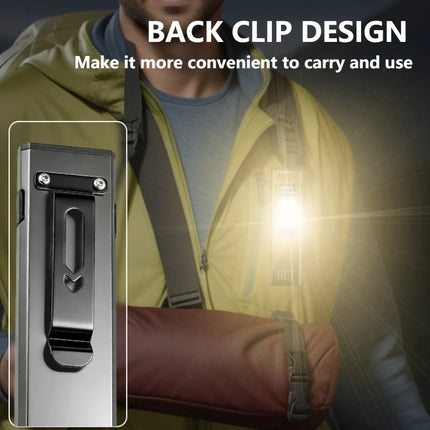 Ultra Thin Mini EDC Flashlight Magnetic LED Torch with Pen Clip USB Rechargeable Pocket Light for Outdoor Camping Hiking Carry