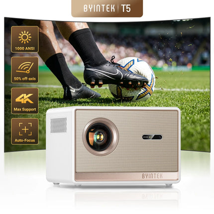 BYINTEK T5  Max Full HD 1080P Projector 4K 1000ANSI Android WiFi 6 Auto Focus ProfessionalBass Home Theater Projector for Video