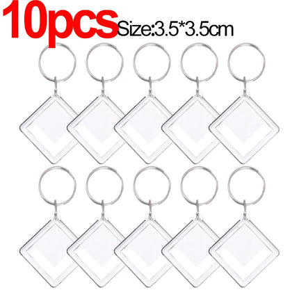 1/20Pcs Blank Acrylic Picture Keychain DIY Clear Insert Photo Split Key Ring Frame Key Chains Couple Anniversary Graduation Gift
