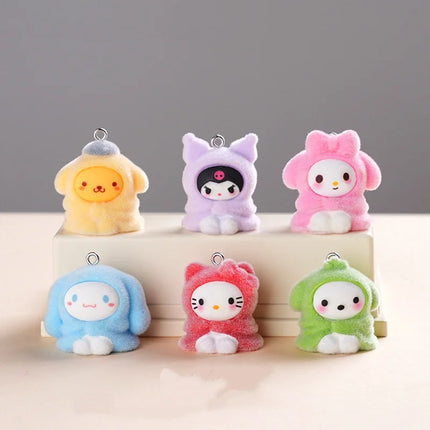 6/60PCS Cute Plush Keychain Pendant Resin Doll Bag Hanging Jewelry DIY Jewelry Accessories
