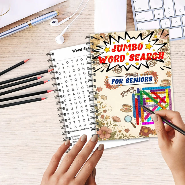 1PC Large Print Word Search Puzzle Book for Adults Seniors, Brain Teaser Games, Christmas Gifts and Travel Activities
