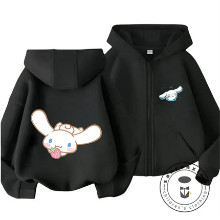 Cinnamoroll 2026 Kawaii Zipper Hoodie 3-14Y Kids Autumn Winter Cute Cartoon Street Hot Fashion Outdoor Casual Trendy Warm