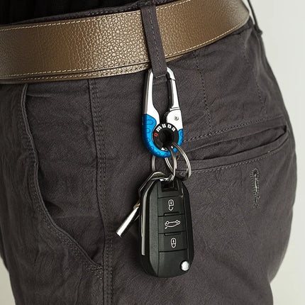 3pcs Keychain Men Stainless Steel Buckle Outdoor Carabiner Climbing Tool Double Ring Car Fishing Hook Key Ring Accessories