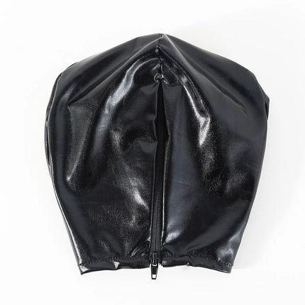 Sex Headgear Hood Fetish Mask Open Mouth With Eyes Halloween Cosplay Costumes For Men Women Faux Leather Exotic Accessaries ﻿
