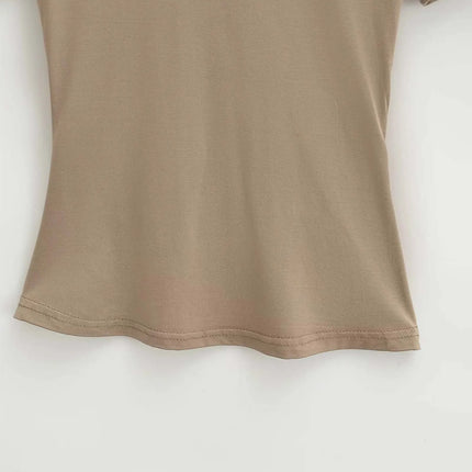 2025 New High Quality Casual T-shirt Sexy Slim Short Sleeves Fashion Trend Solid Women's Clothing Y2K Tops
