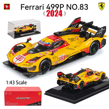 Bburago 1:43 Le Mans Ferrari 499P 2024 488 250 512 Alloy Luxury Vehicle Diecast Pull Back Cars Model Toy Collection Gift