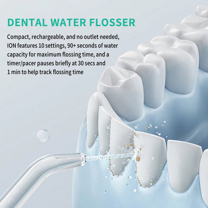 Water Flosser Oral Irrigator Teeth Whitening Daily White Teeth Care Professional Rechargeable With 4 Nozzles For Family Travel