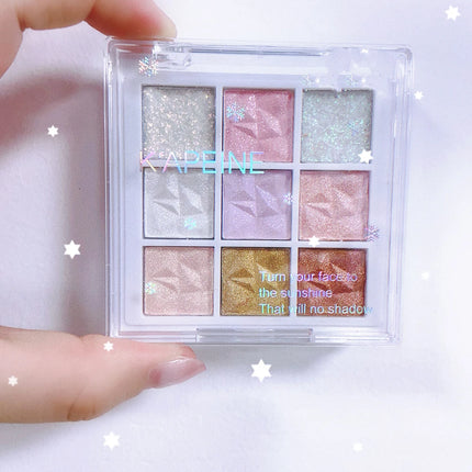 9-Color Snowflake Diamond Eyeshadow Palette Rose Pink Glitter Flash Polarization Highlighter Brightening Shiny Eye Makeup Tools