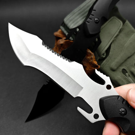 Handmade Damascus Steel Straight Knife, Multifunctional Outdoor Companion Knife