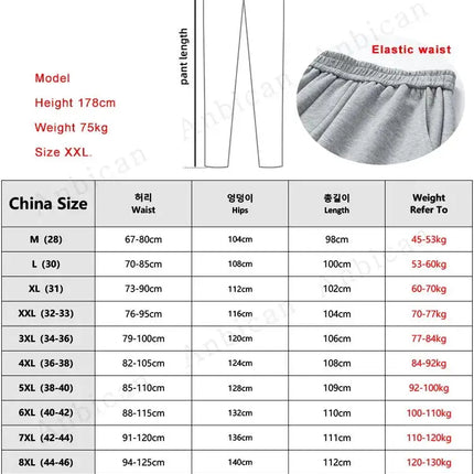 Spring Autumn Multi-Pockets Sweatpants Men Drawstring Waist Sportswear Casual Track Pants Plus Size Loose Straight Trousers 8XL