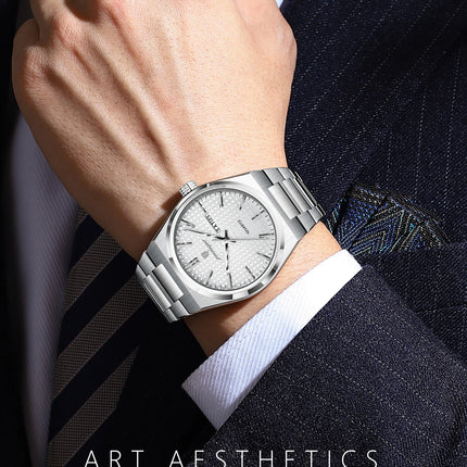 POEDAGAR Original Men's Watch Date Week Waterproof Luminous Stainless Steel Watches For Men Business Men's Quartz Wristwatch Reloj