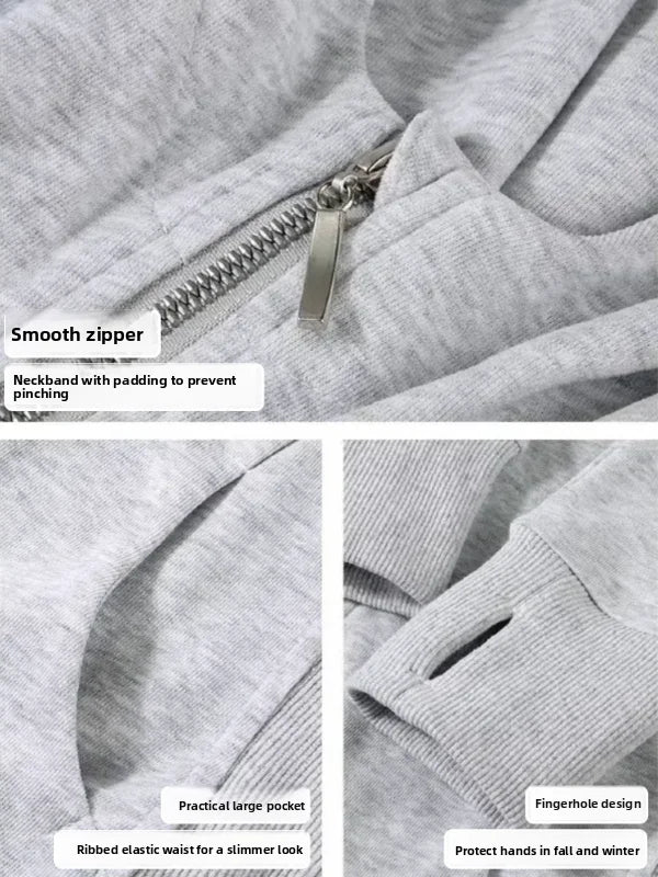 Slim Fit Yoga Sweatirt Jaet Women's Sle Autumn Winter Hooded Sportswear Cardigan Waist Cinched Long Sve Zipper