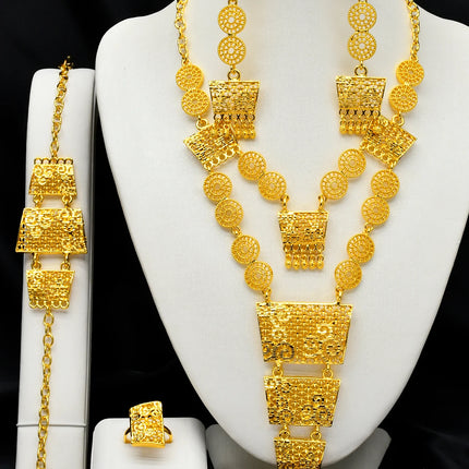 ANIID Brazilian 24K Gold Color Jewelry Sets Wedding Dubai Necklace Earrings For Women Nigerian Indian Bridal Set Party Gifts