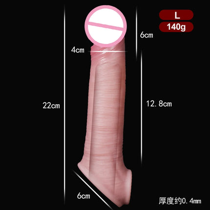 Male cock sleeve Reusable Realistic Penis Sleeve Penis Enlargement/Extender Silicone hollow dildo Sex toys for men Condom Couple
