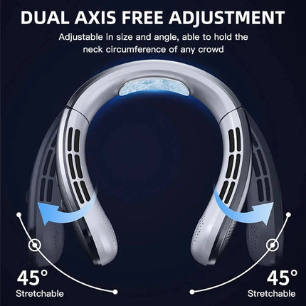 2026 New Air Cooler USB Hanging Neck Fan Portable Leafless Mini Charging Mute LED Digital Display Electric Fan