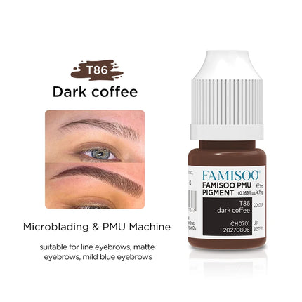 FAMISOO 5ML Eyebrow Tattoo Ink Professional Pigment for Eyeliner Black Tattoo Microblading Paint Ink For Semi Permanent Makeup