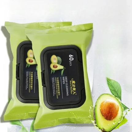 1pcs Avocado Makeup Remover Wet Wipes for Deep and Gentle Cleansing of The Face Portable No Wash Makeup Remover Wipes