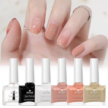 6pcs/set 15ml Water-Based Nail Polish Long Lasting Quick Drying No Need of Lamp to Cure Nail Supplies Vernis for Nails Manicure