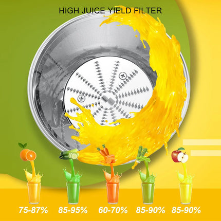 Juicer Machine 1000W Automatic Big Mouth Large Feed Chute Juicing Extractor for Whole Fruits and Vegetables