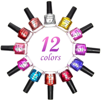 MEET ACROSS 8ml Glass Bottle Metallic Nail Polish Super Silver Gold Mirror Effect Nail Art Polish DIY Manicure Without Lamp