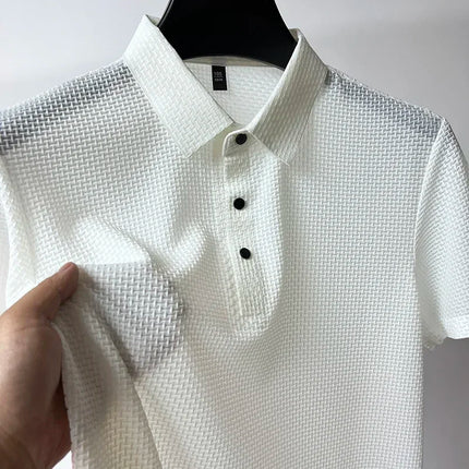 Brand Clothes Summer New Men's Short Sleeve T-shirt Ice Silk Cool and Breathable POLO Shirt Business Casual Sweat-absorbing Top