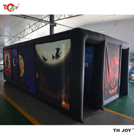 New Design Black Fun Maze Game Large Inflatable Halloween Haunted House Inflatable Haunted Labyrinth Maze for Outdoor Play