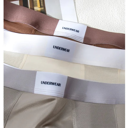 3pcs【LORIEN CREST】Men's Satin-Like Ice Silk Boxers Summer Breathable Air-Conditioned Underwear Lightweight Trunks New