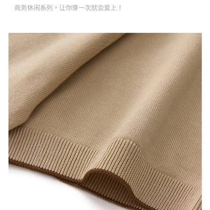 100% Lyocell men's T-shirt casual solid color knitted pullover short sleeved loose POLO collar Tees Pull on vest Tops