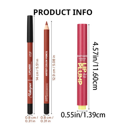 2Pcs/Set Moisturizing Lipstick Pen + Matte Lip Liner, long-lasting, red, brown, purple and multiple colors optional