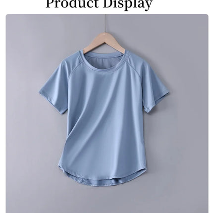 DRUR Women Sports T-shirt Short Sleeve Quick Dry Loose  Compression Shirt Female Summer Fitness Sweatshirt Running Gym Tops New
