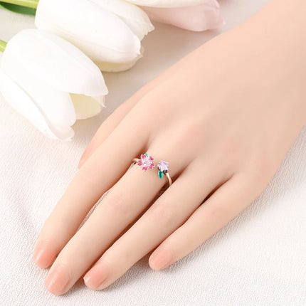 Adjustable Rings 925 Sterling Silver Mermaid Wing Dragon Sunflower Tulip Open Rings For Women Female Original Engagement Jewelry