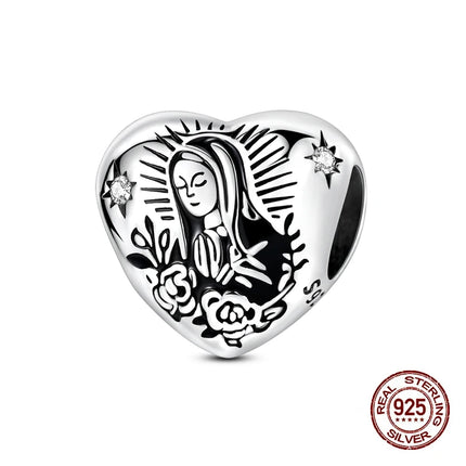 Original New 925 Sterling Silver Prayer Virgin Mary Charms Beads Fit Necklace Bracelet Accessory DIY Jewelry For Women Gift