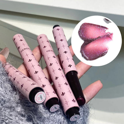 Mulberry Purple Shimmer Lip Jelly Pen Moisturizing Mirror Water Light Solid Lip Gloss Film-forming Non-Fading Gloss Lipstick