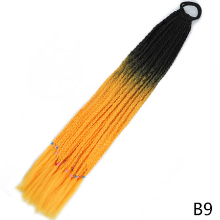 AZQUEEN Synthetic Gradient Color Dirty Braided Ponytail 60CM Elastic Rubber Band Braiding Pony Tail Hair Extensions For Girls