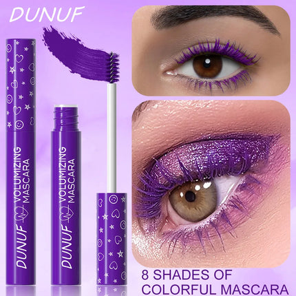 2pcs Green Purple Slender Curly Mascara, Color Mascara Waterproof Not Easy To Smudge, Portable Fine Brush Head，Holiday Makeup