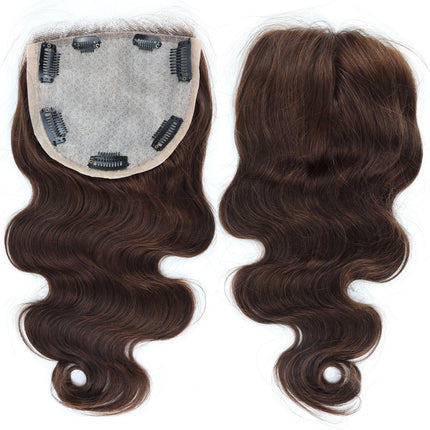 Body Wave Silk Base Lace Closure with Clips in 12x13cm Silk Top Peruvian Virgin Human Hair Topper Black Brown Hair Toupee