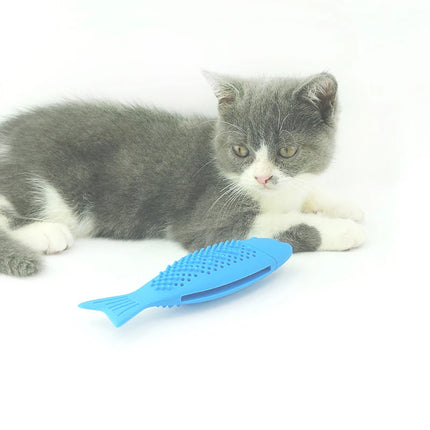 1pcs silicone cat mint chew Toy pet chew toothbrush toy cat missing food ball custom cleaning brushing stick chew small bell toy
