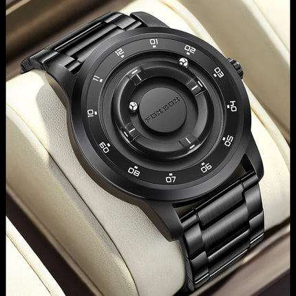 FOXBOX Watch Planet Design Fashion Floating Magnetic Pointer Free Ball Bearing Creative Simple Waterproof Quartz Watch for Men